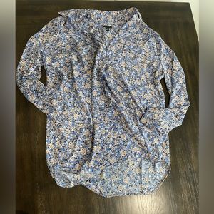 Ann Taylor Blue & Yellow Floral Blouse